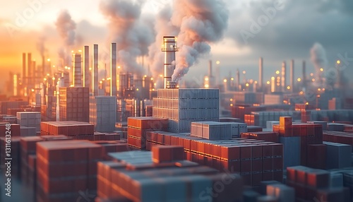 Wallpaper Mural Industrial sunset with pollution. (1) Torontodigital.ca