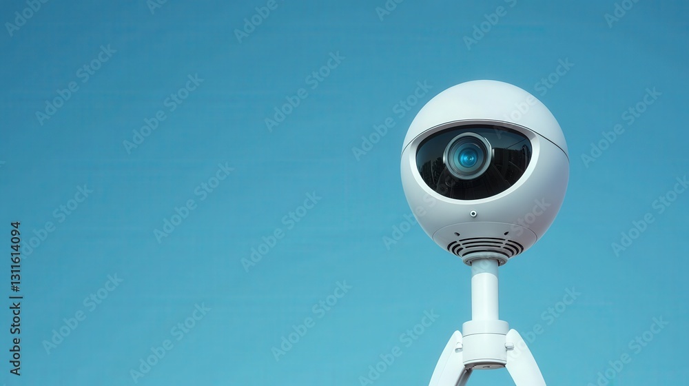 protect prevention policy concept. A modern camera mounted on a tripod against a clear blue sky, showcasing a sleek design and advanced technology. protect prevention policy concept. A modern camera mounted on a tripod against a clear blue sky, showcasing a sleek design and advanced technology.