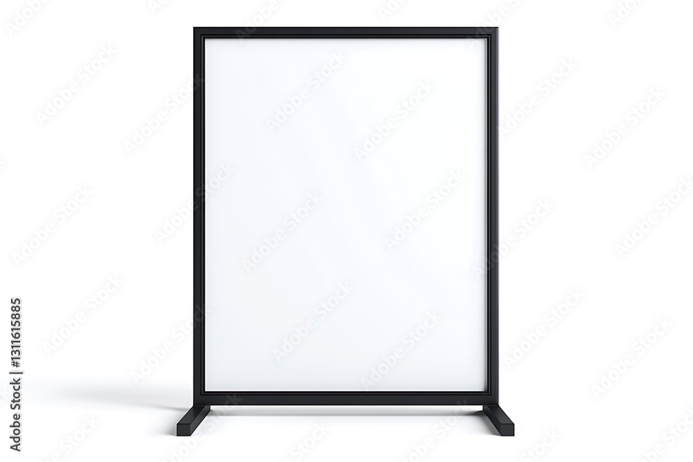 Blank Freestanding Sign Mockup - White Panel with Black Frame Blank Freestanding Sign Mockup - White Panel with Black Frame