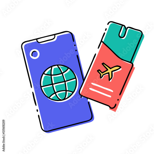 Passport and ticket for international travel and tourism
