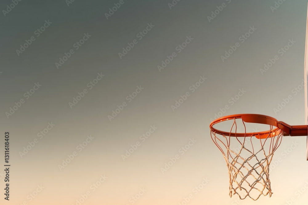 Basketball hoop against gradient sky captures essence of sport a Basketball hoop against gradient sky captures essence of sport a