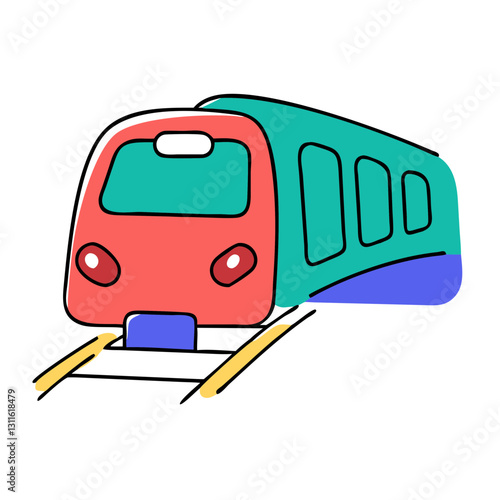 Icon of colorful cartoon illustration of a train for transportation and travel themes