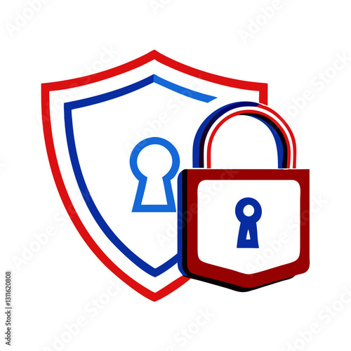Lock shield icon with padlock, security protection concept
