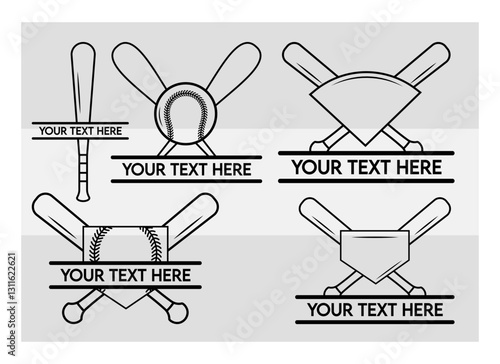 Baseball Bat Split Monogram, Baseball Bat Silhouette, Sports Svg, Baseball Stick Svg, Bat Svg, Baseball Bat Png, Baseball Svg Images, Split Monogram,