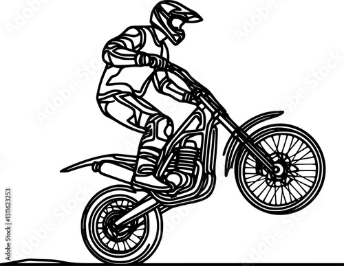 hand drawn of a man riding a moto trial