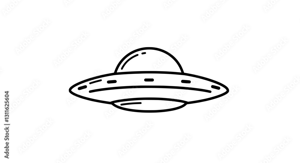 UFO Line Art: A simple, stylish line drawing of a classic flying saucer, perfect for adding a touch of otherworldly intrigue to any design project. UFO Line Art: A simple, stylish line drawing of a classic flying saucer, perfect for adding a touch of otherworldly intrigue to any design project.