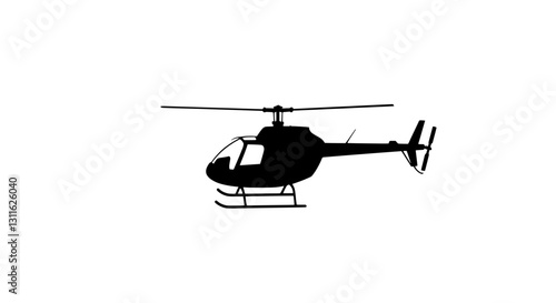 Silhouette of a Helicopter: A stark, minimalist silhouette of a helicopter, poised for flight, captures the essence of modern aviation.