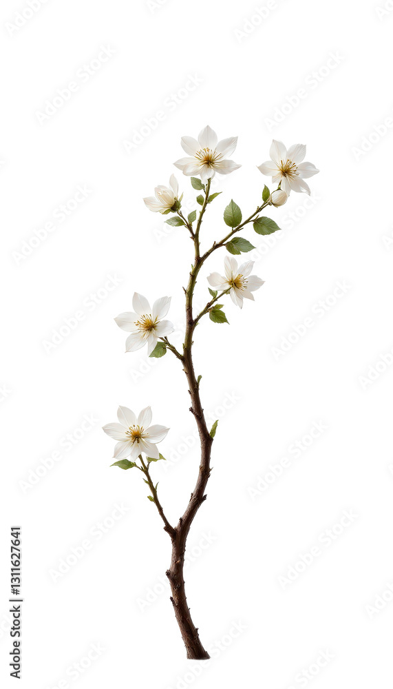 Obraz premium Elegant Branch with White Flowers on Transparent Background
