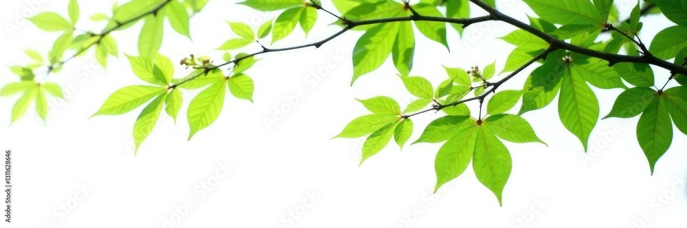 Tree branches with leaves isolated on white background, simple, greenery Tree branches with leaves isolated on white background, simple, greenery