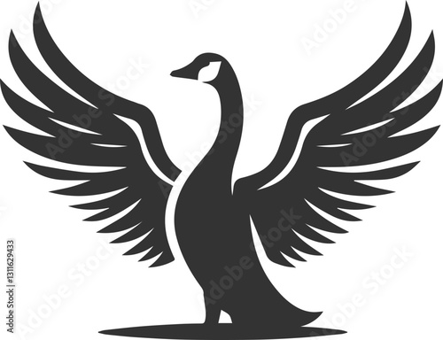 A goose spreading its wings wide animal vector