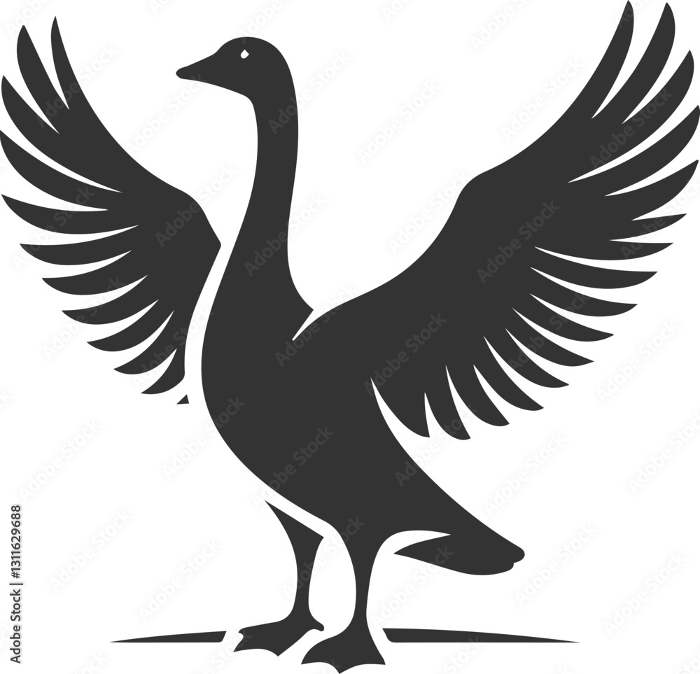 Fototapeta premium A goose spreading its wings wide animal vector