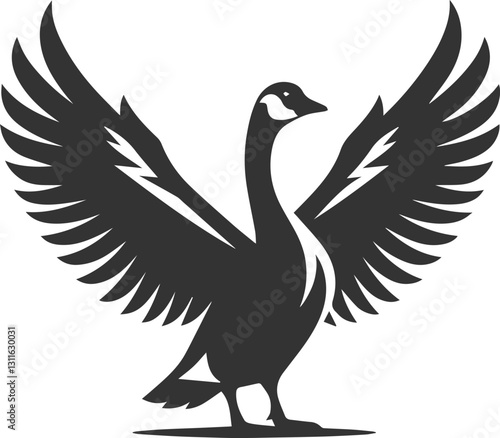 A goose spreading its wings wide animal vector