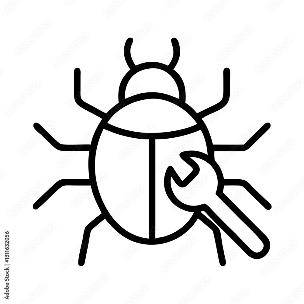 bug fixing icon, bug fixing line art - simple line art of bug fixing, perfect for bug fixing logos and icons bug fixing icon, bug fixing line art - simple line art of bug fixing, perfect for bug fixing logos and icons