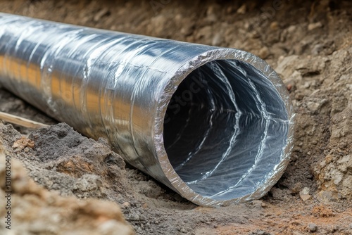 Wallpaper Mural Insulated Pipe: Water Main Replacement Equipment with Stacked Pipes for Underground Heating System Torontodigital.ca