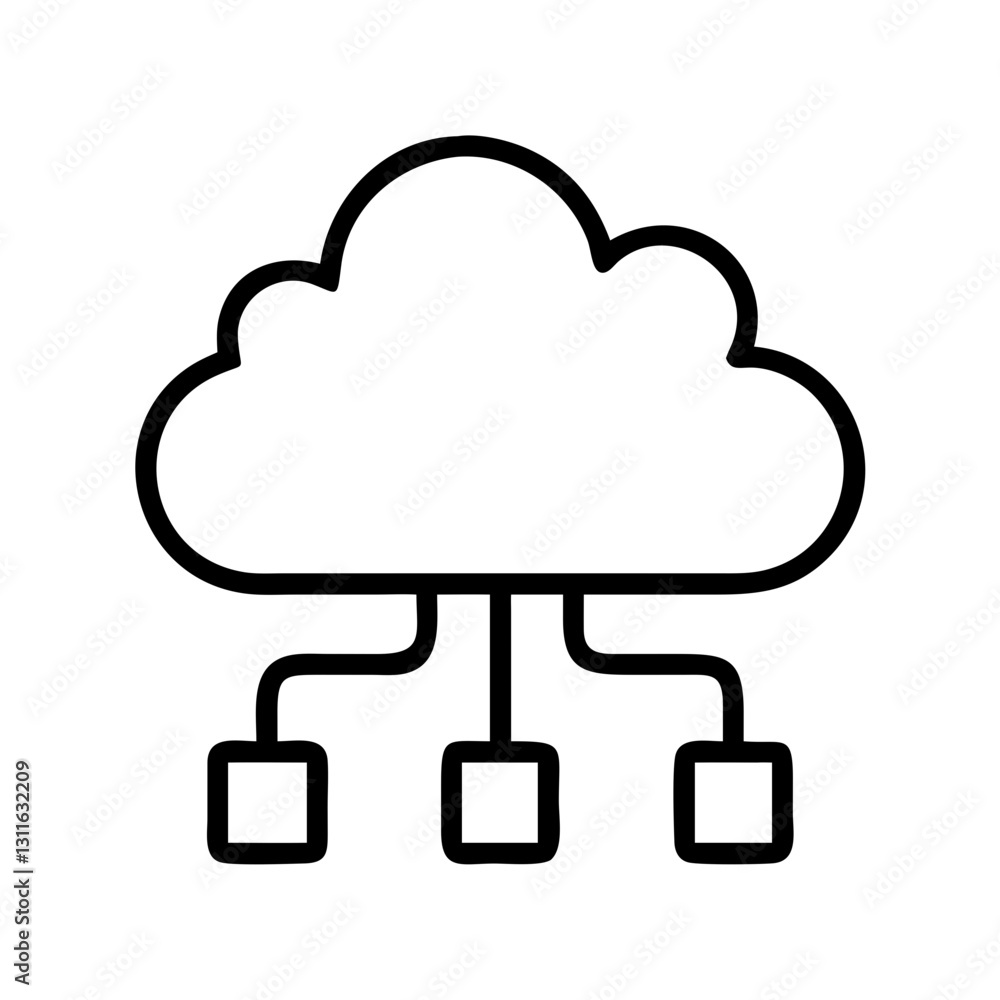 cloud computing icon, cloud computing line art - simple line art of cloud computing, perfect for cloud computing logos and icons cloud computing icon, cloud computing line art - simple line art of cloud computing, perfect for cloud computing logos and icons