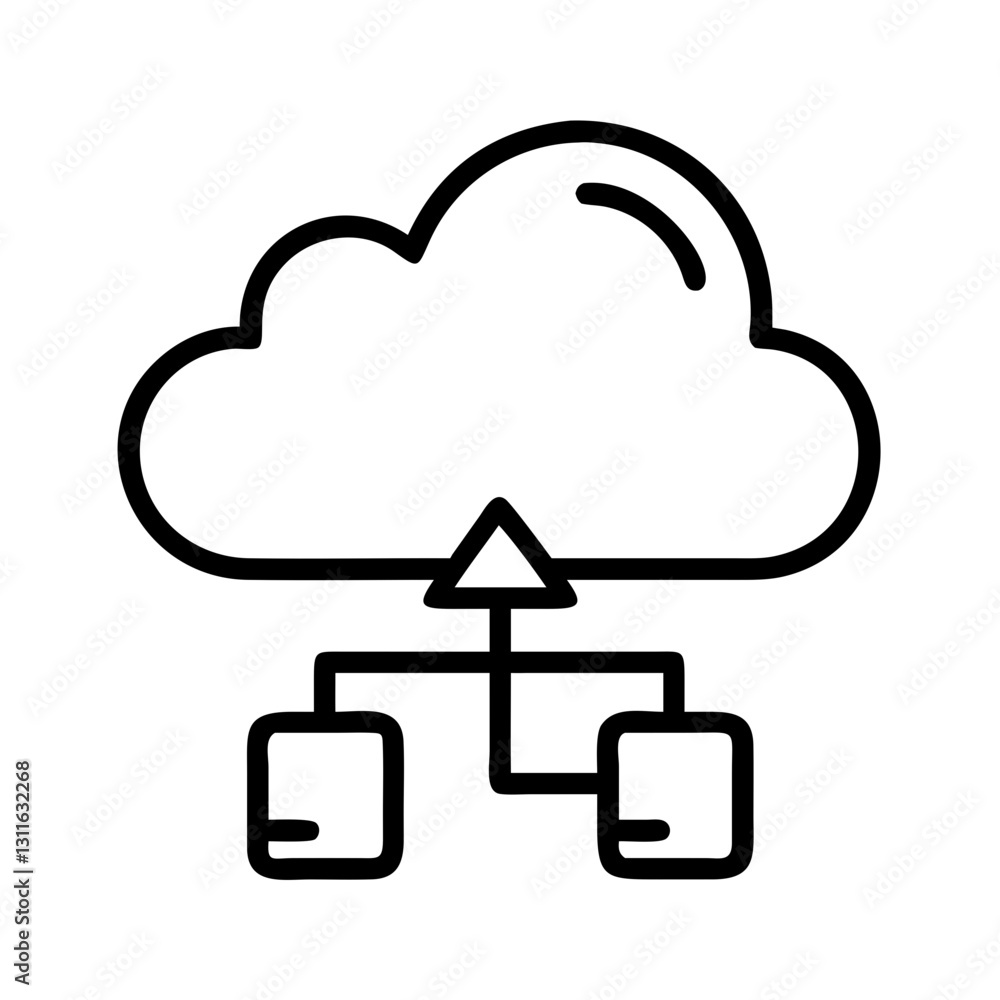 cloud storage icon, cloud storage line art - simple line art of cloud storage, perfect for cloud storage logos and icons cloud storage icon, cloud storage line art - simple line art of cloud storage, perfect for cloud storage logos and icons