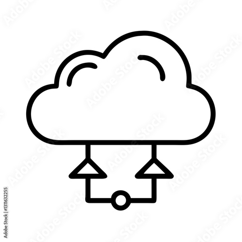 cloud storage icon, cloud storage line art - simple line art of cloud storage, perfect for cloud storage logos and icons