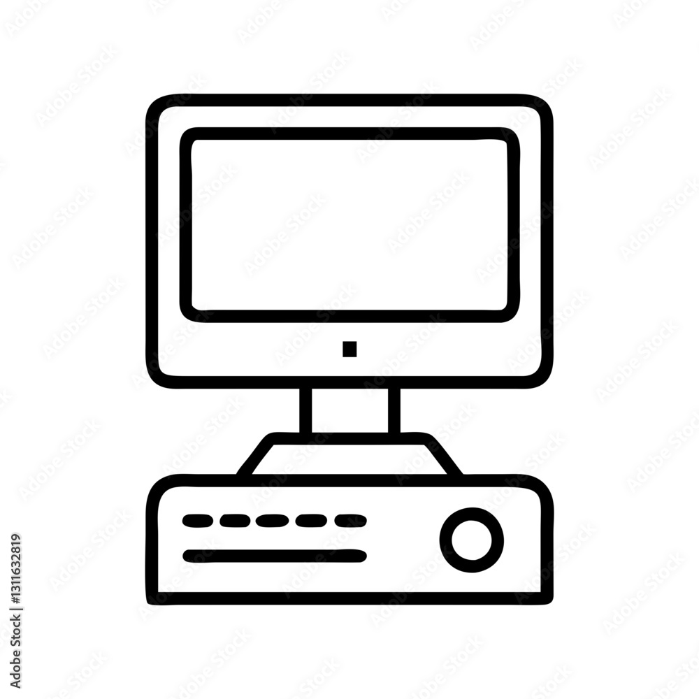 desktop computer icon, desktop computer line art - simple line art of desktop computer, perfect for desktop computer logos and icons desktop computer icon, desktop computer line art - simple line art of desktop computer, perfect for desktop computer logos and icons