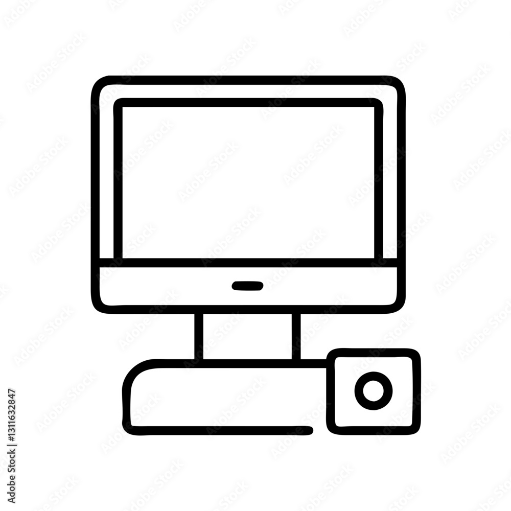 desktop computer icon, desktop computer line art - simple line art of desktop computer, perfect for desktop computer logos and icons desktop computer icon, desktop computer line art - simple line art of desktop computer, perfect for desktop computer logos and icons