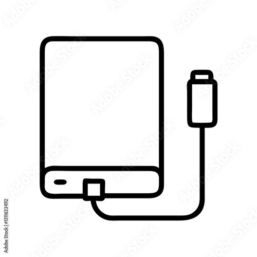 external hard drive icon, external hard drive line art - simple line art of external hard drive, perfect for external hard drive logos and icons