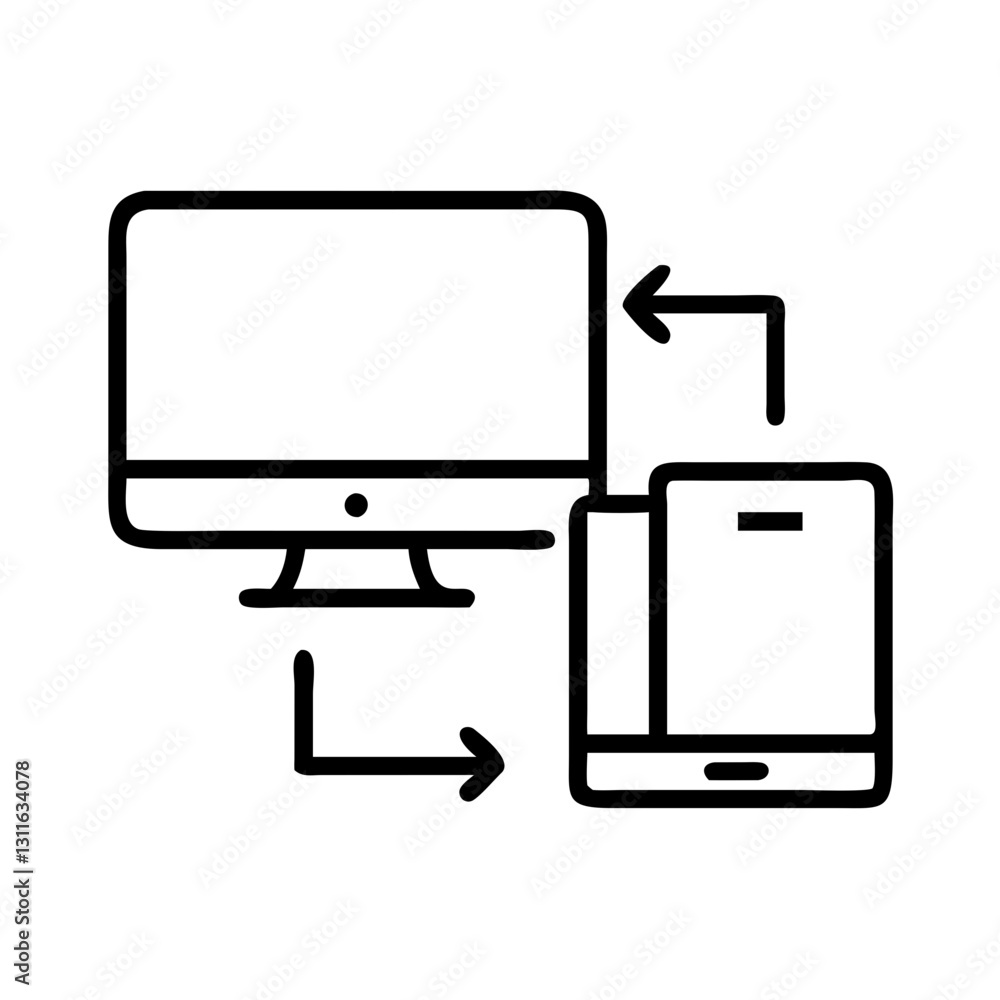 multi device sync icon, multi device sync line art - simple line art of multi device sync, perfect for multi device sync logos and icons multi device sync icon, multi device sync line art - simple line art of multi device sync, perfect for multi device sync logos and icons