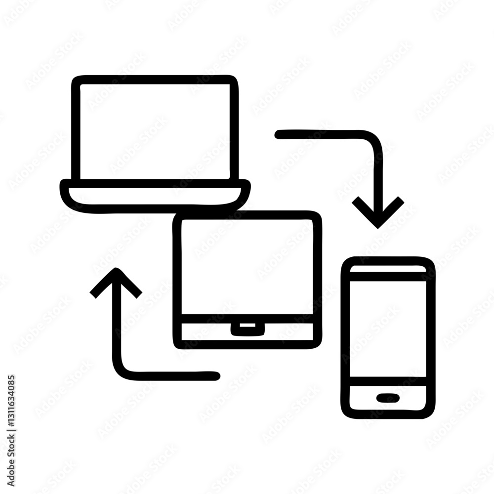multi device sync icon, multi device sync line art - simple line art of multi device sync, perfect for multi device sync logos and icons multi device sync icon, multi device sync line art - simple line art of multi device sync, perfect for multi device sync logos and icons