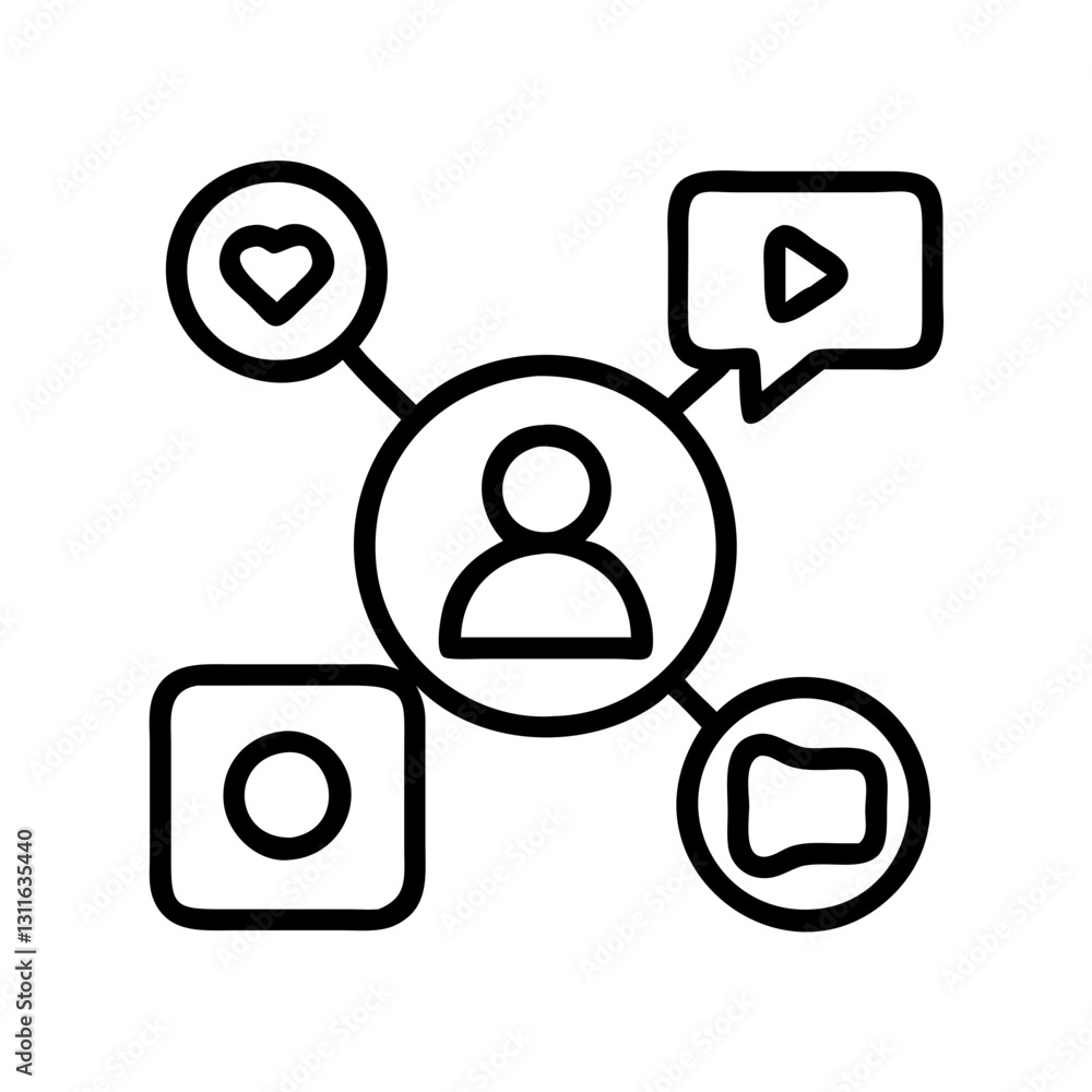 social media icon, social media line art - simple line art of social media, perfect for social media logos and icons social media icon, social media line art - simple line art of social media, perfect for social media logos and icons