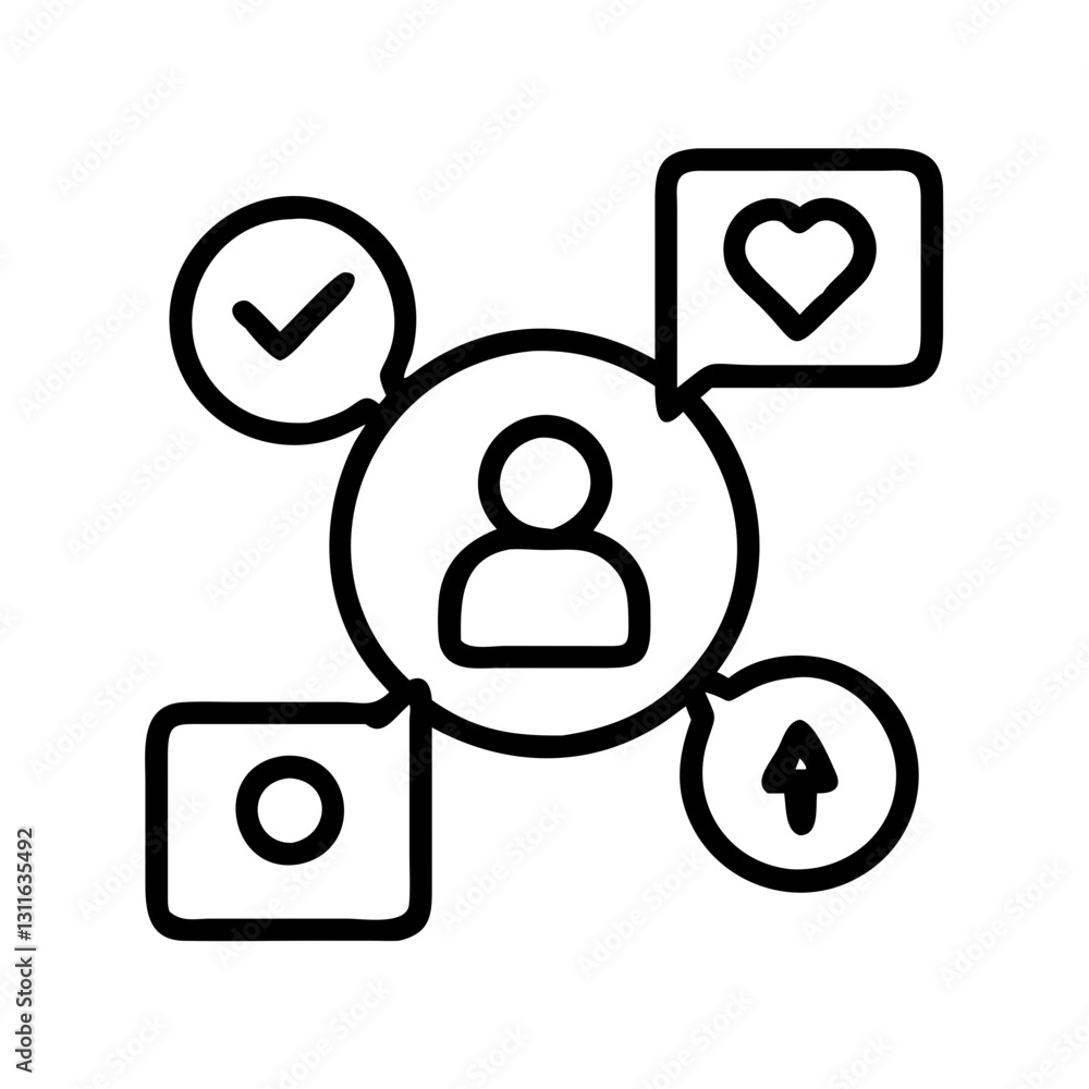 social media icon, social media line art - simple line art of social media, perfect for social media logos and icons