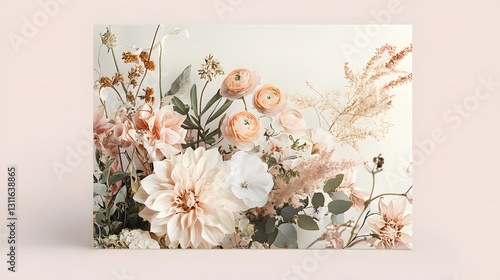 Elegant Floral Arrangement with Soft Pastel Blooms and Greenery