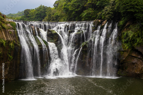 Shifen Waterfall - Famous nature landscape of Taiwan, shot in Pingxi District, New Taipei, Taiwan.