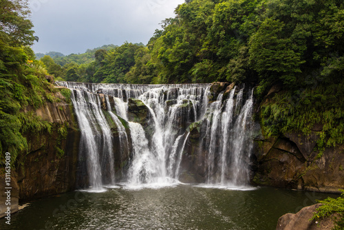 Shifen Waterfall - Famous nature landscape of Taiwan, shot in Pingxi District, New Taipei, Taiwan.