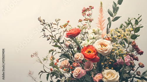 Beautiful Arrangement of Colorful Flowers with Soft Background