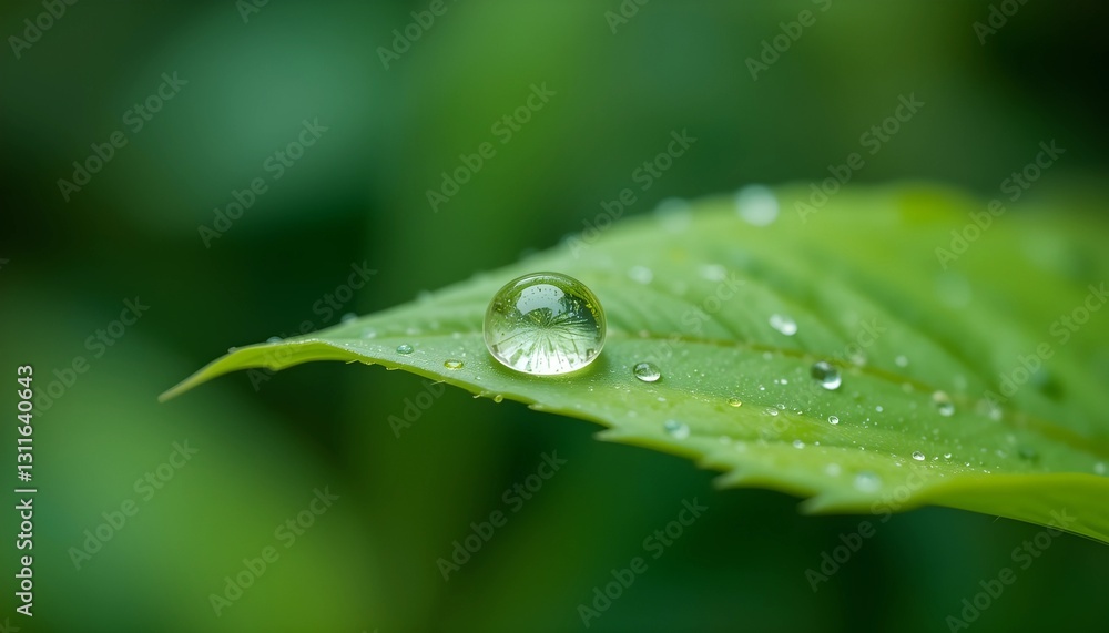 Single Raindrop on Vibrant Green Leaf Single Raindrop on Vibrant Green Leaf