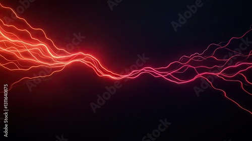 Aurora borealis northern lights concept. Vibrant neon light waves create dynamic visual effects on a dark background.