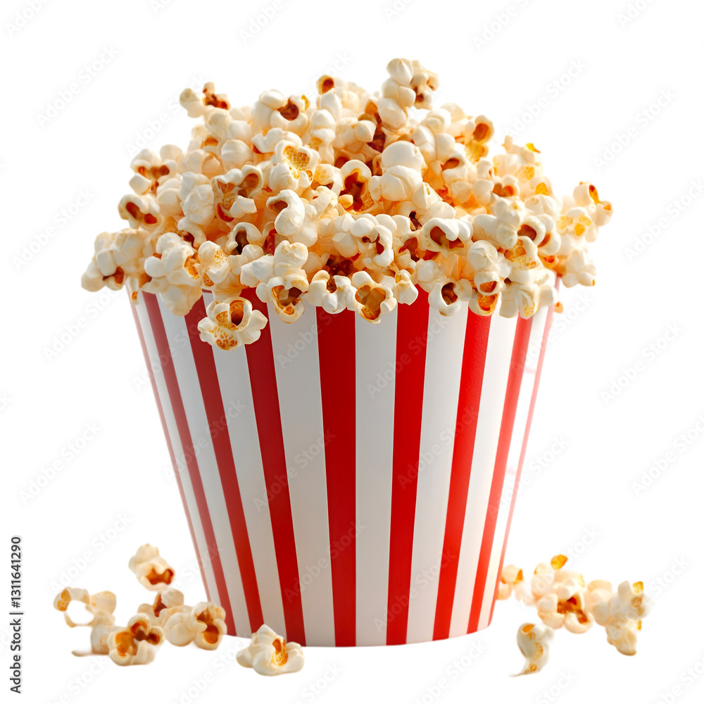 Buttery Popcorn in Red Striped Bucket Movie Snack Treat Buttery Popcorn in Red Striped Bucket Movie Snack Treat