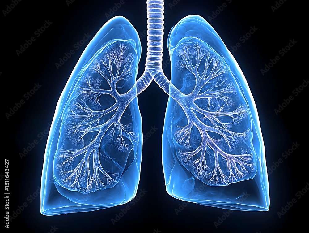Lungs, anatomy, digital rendering, dark background Lungs, anatomy, digital rendering, dark background