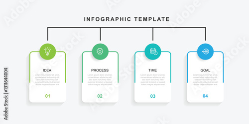 Design template infographic with 4 step and icons suitable for business information and presentation 