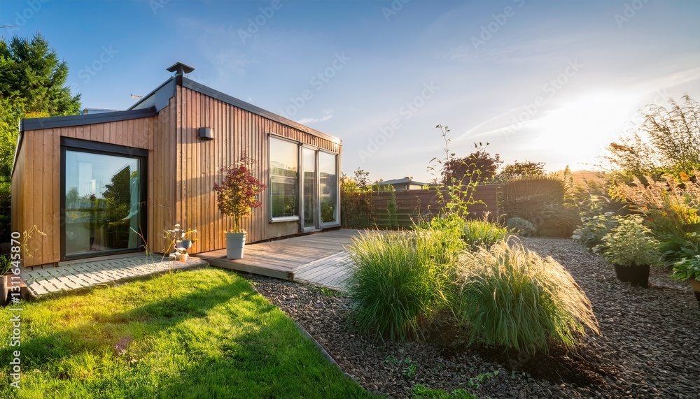 modern tiny house with a garden and a small backyard modern tiny house with a garden and a small backyard