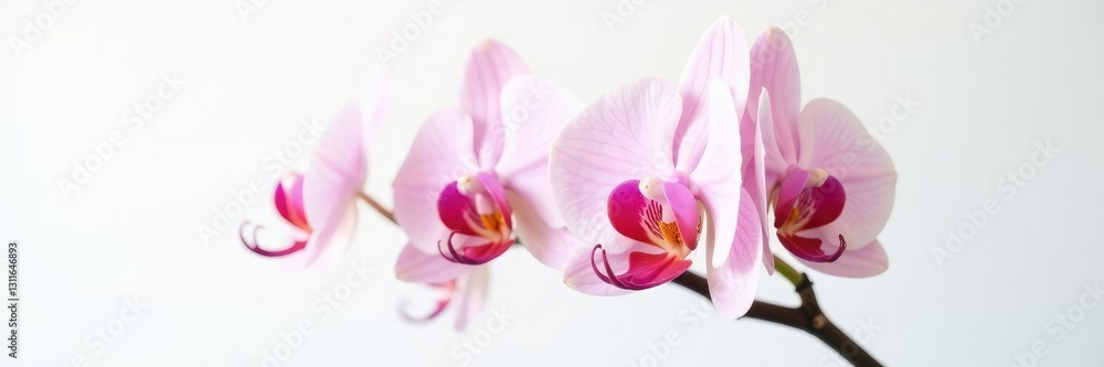 High-contrast shot of an orchid flower against white background, botanical, white High-contrast shot of an orchid flower against white background, botanical, white