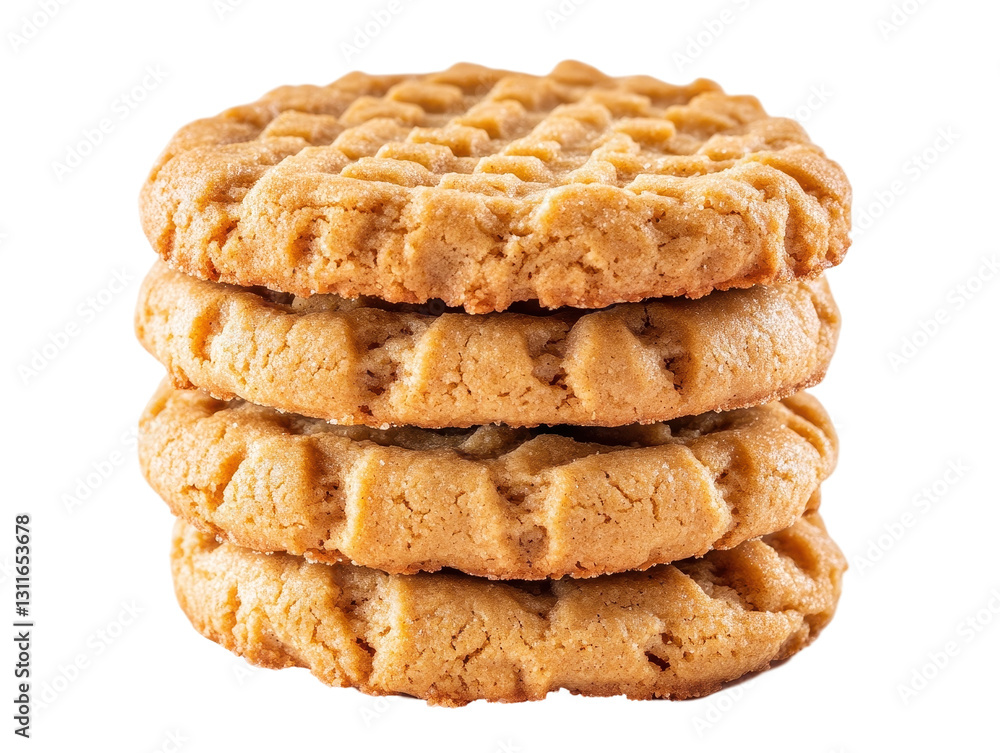 Isolated Stack of Textured Peanut Butter Cookies Isolated Stack of Textured Peanut Butter Cookies
