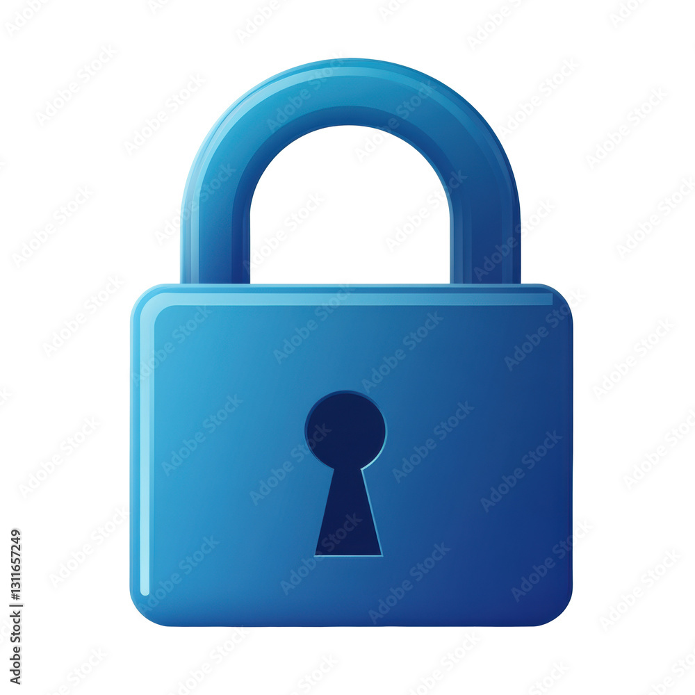 Secure blue padlock symbol representing privacy and safety on a transparent background Secure blue padlock symbol representing privacy and safety on a transparent background