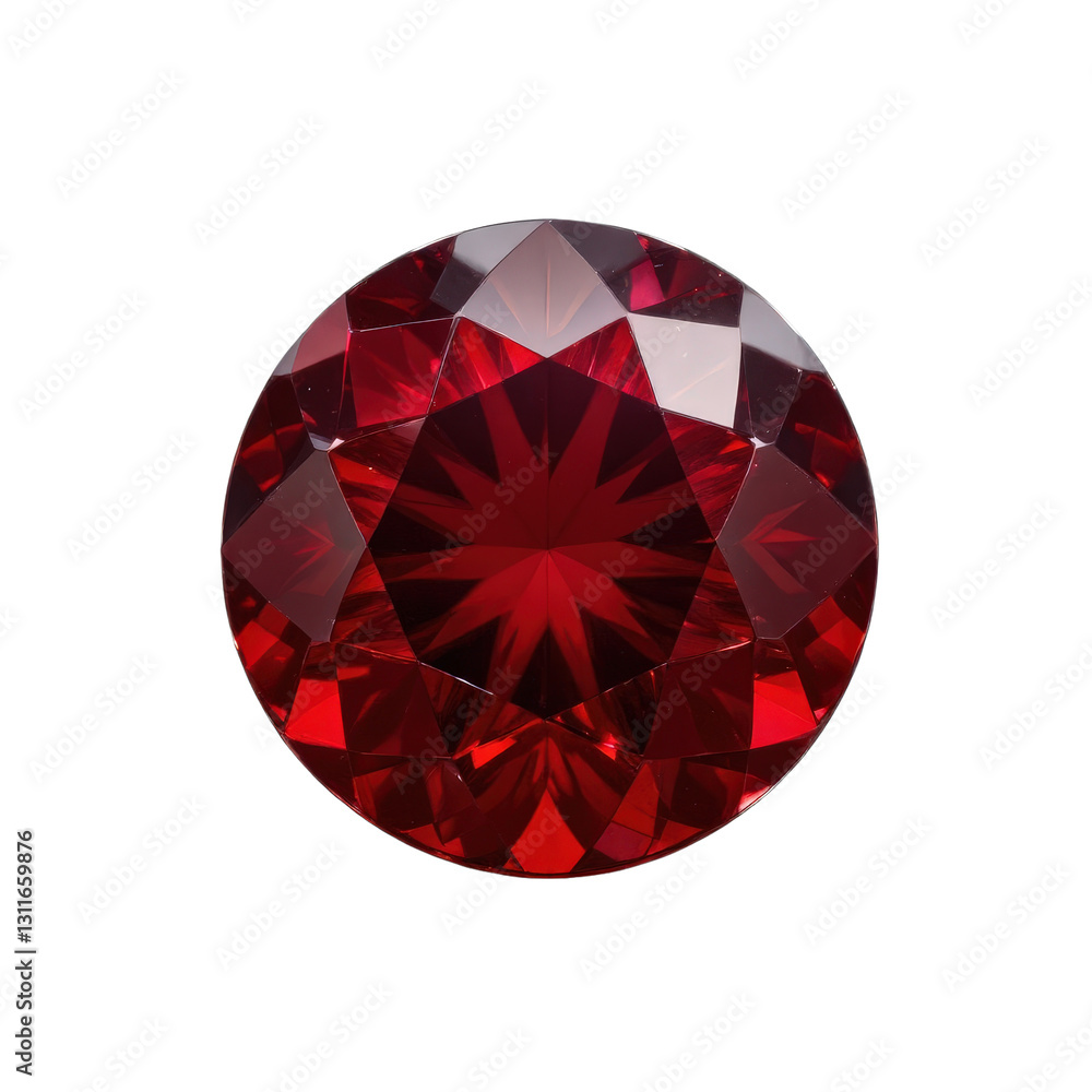 Large Red Gemstone with Faceted Surface on Transparent Background Large Red Gemstone with Faceted Surface on Transparent Background