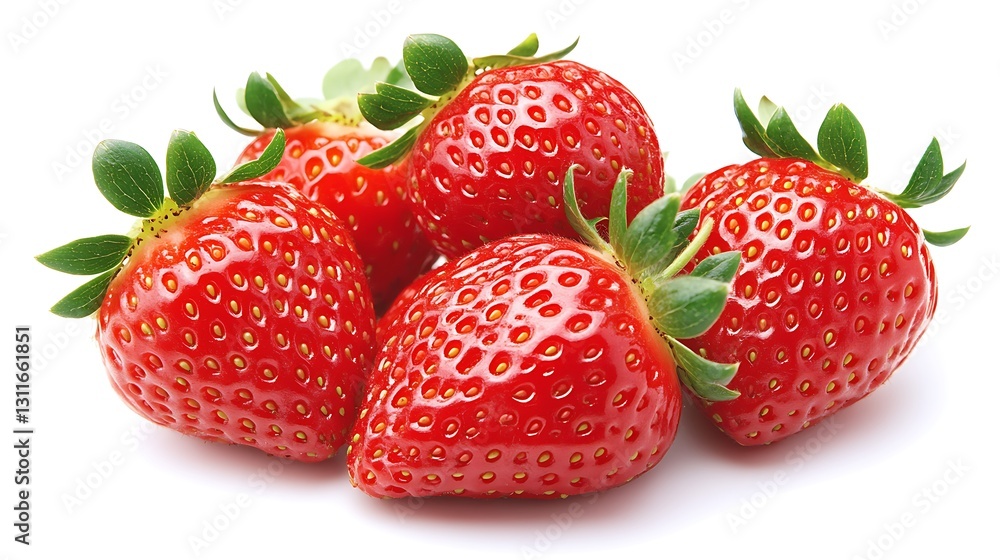 Five strawberries stacked on white for recipe use, isolated for health blogs, websites, or ads Five strawberries stacked on white for recipe use, isolated for health blogs, websites, or ads