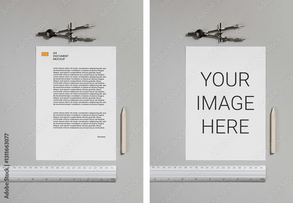 Leterhead Icon Ruler Letterhead with Ruler Mockup Stock Template | Adobe Stock