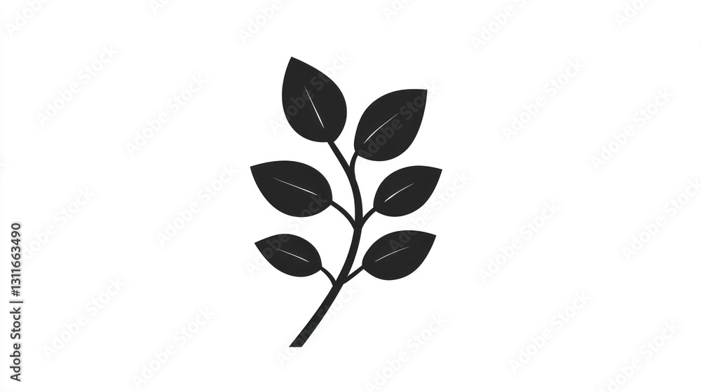 Simple leaf branch illustration, white background, nature design, website icon Simple leaf branch illustration, white background, nature design, website icon