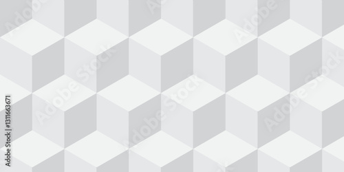 Structure geometric tile white block box cube seamless pattern grid vintage surface triangle web monochrome square texture white overlap cubic background.	