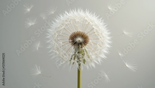 Wallpaper Mural Delicate Dandelion Seeds Flying Away in the Wind on a Light Background Torontodigital.ca