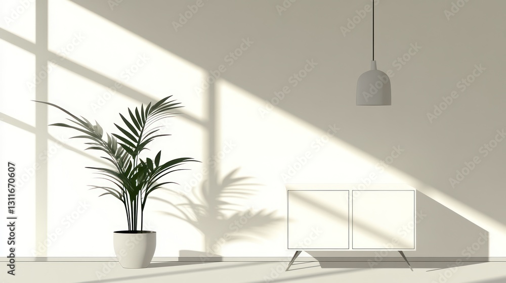 Minimalist room, sunlight, plant, cabinet, interior design Minimalist room, sunlight, plant, cabinet, interior design