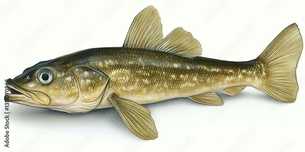 cod, watercolor drawing fish , isolated on white cod, watercolor drawing fish , isolated on white