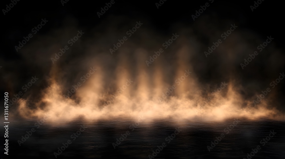 Smoky orange haze over dark surface background Smoky orange haze over dark surface background